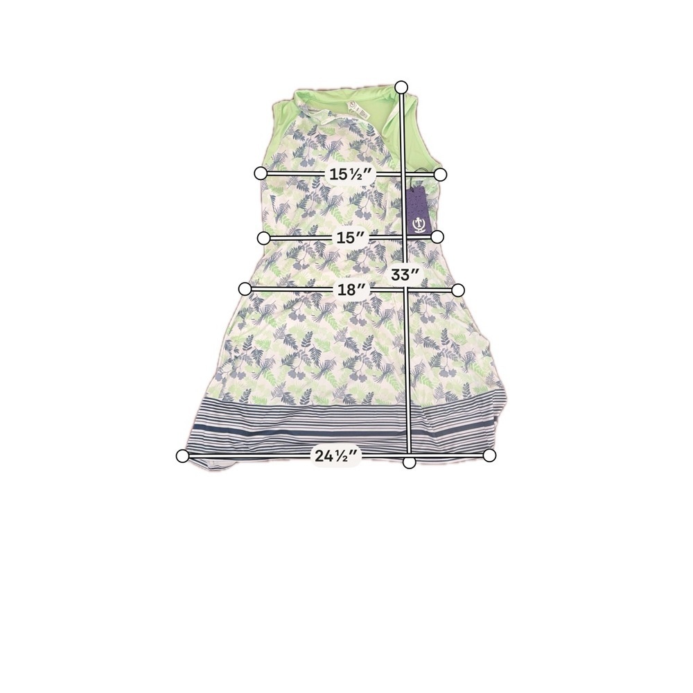 One-Shoulder Sleeveless Dress in Mint & Navy Leaf Print - Picture 4 of 5